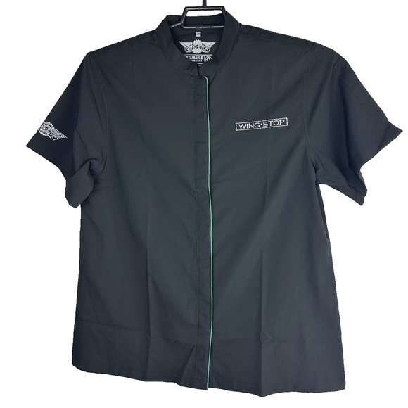 NEW Wingstop Restaurant Employee Uniform Short Sleeve Shirt Black Ladies Medium - Picture 2 of 7